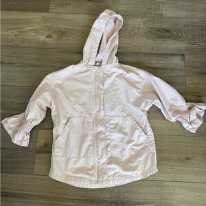 Stem Pale Pink Kids Lightweight Jacket with Scrunched Detail on Sleeves